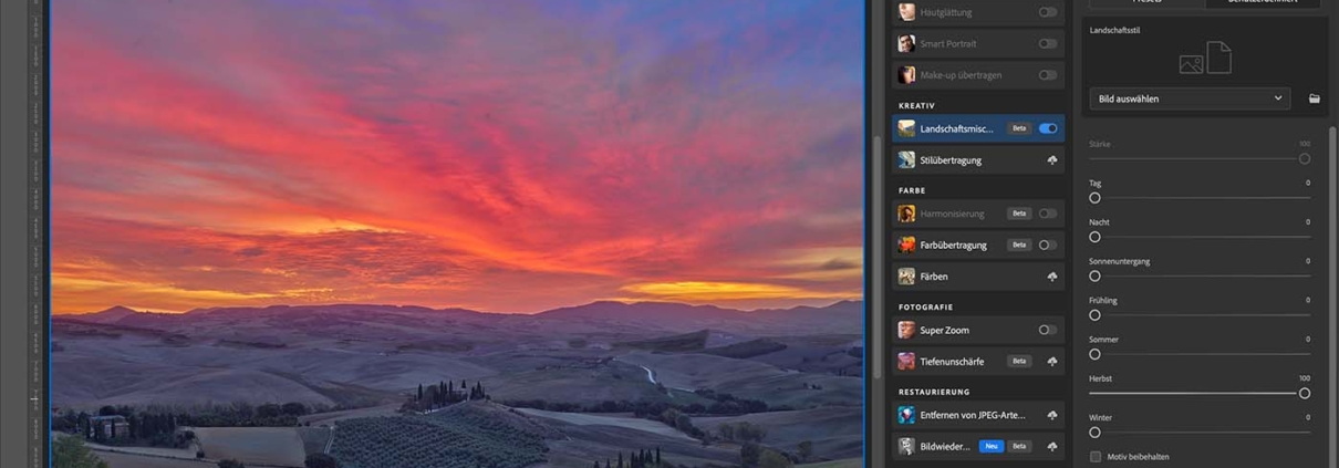 Bildschirmfoto: Neural_Filter_CPU_und_GPU auf Mac mit Fotobearbeitung. Tools rechts, Dateiübersicht unten. Perfekt für Profis.