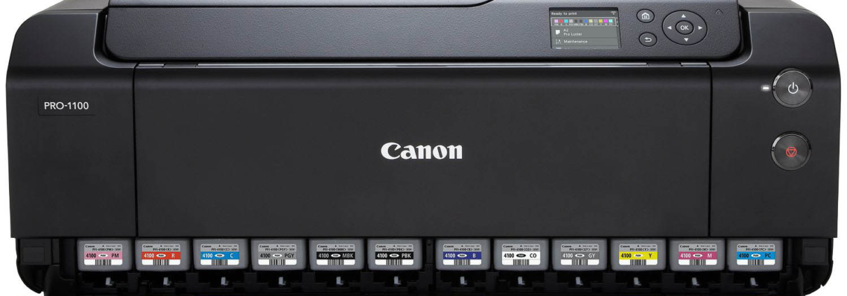 Canon Pro 1100-03 Profi-Drucker mit Bedienfeld und farbigen Tintenpatronen, perfekt für Büro, kompatibel mit Mac & PCs.