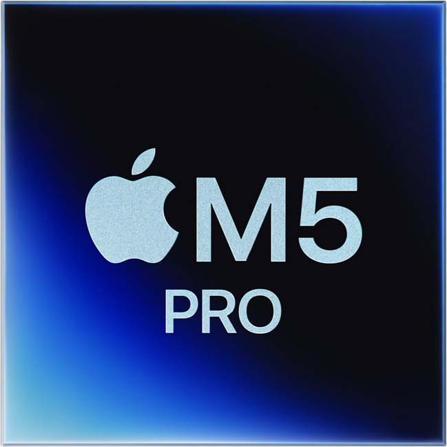 Apple M5 Pro Prozessor Logo auf einem dunkelblauen Hintergrund - kaufen Sie aktuelle Apple Geräte und Computer bei uns online.