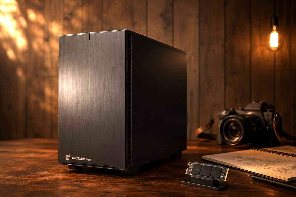 PixelStation Workstation — schwarzer Tower in der Computermanufaktur